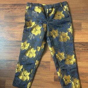 Zara Gold and Blue Floral Women's Pants